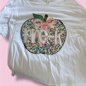 Floral Apple Pre-K Women's White Tee